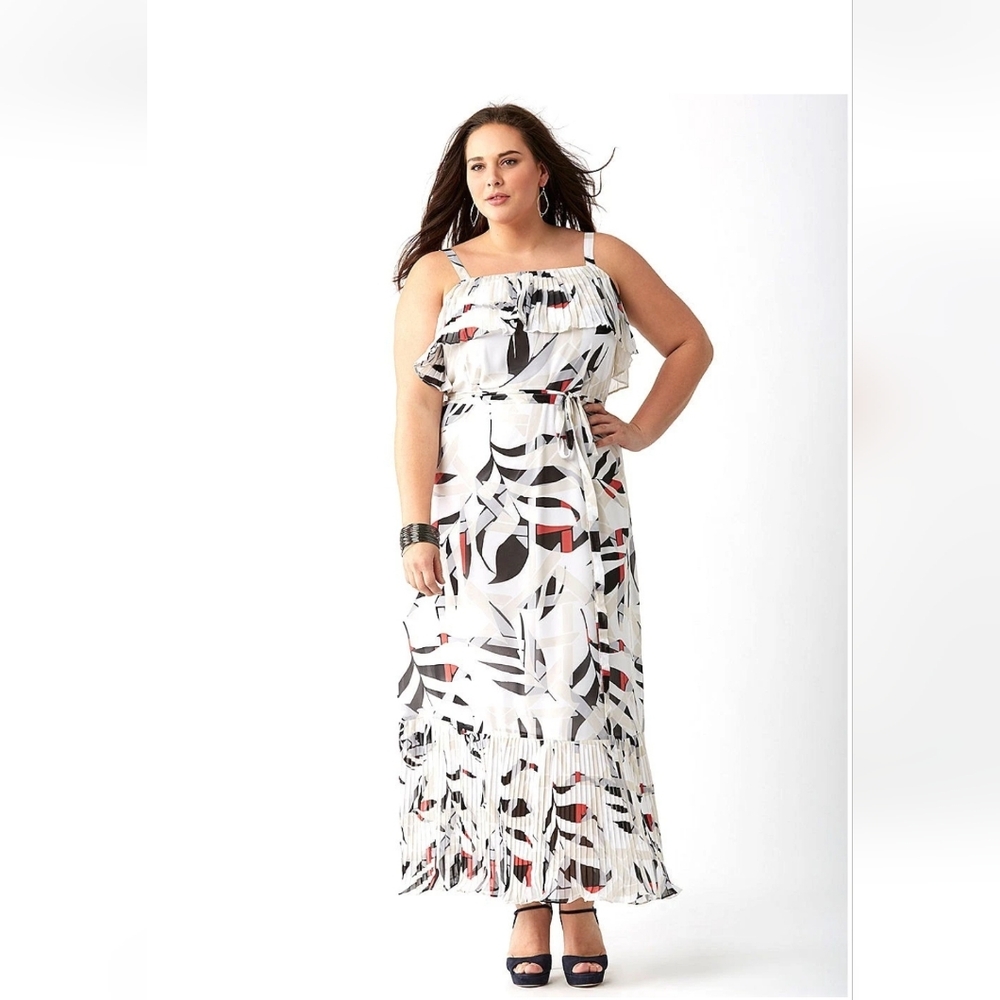 Lane Bryant Abstract Black and White Maxi Dress